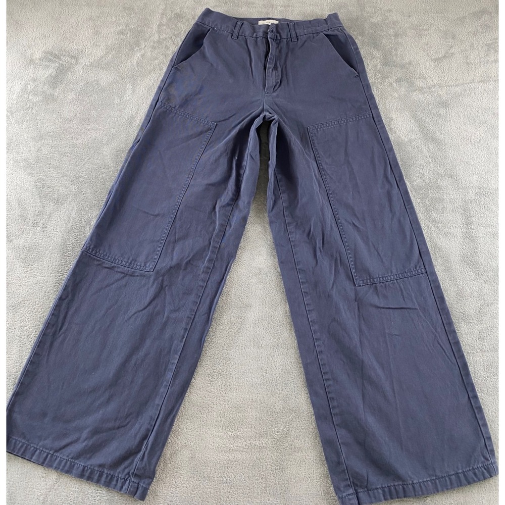 PacSun Womens Navy Blue Workwear Trouser Double Knee Wide Leg Pants Size 26 - Picture 2 of 16